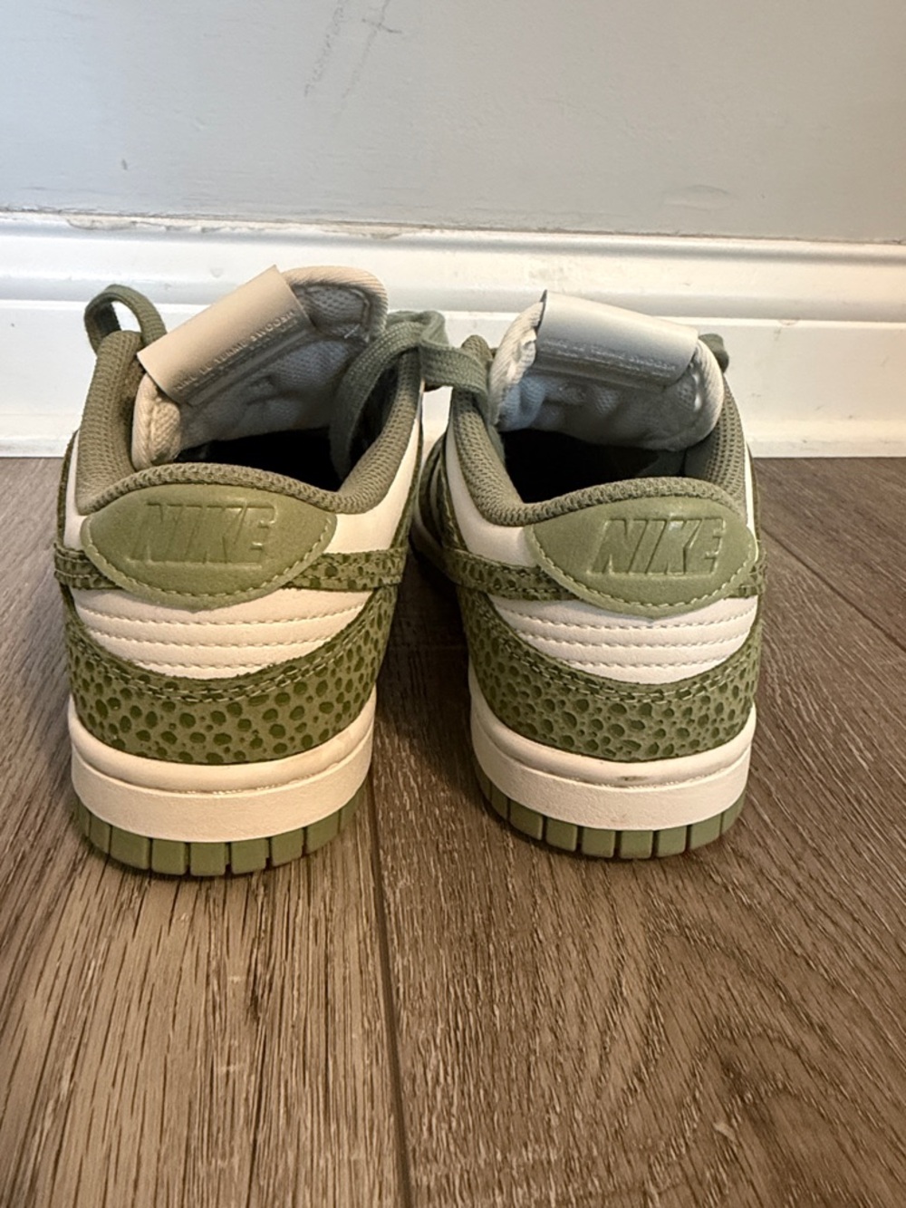 Womens Nike Dunk Low Safari in Oil Green and White Sneakers - Picture 4 of 5